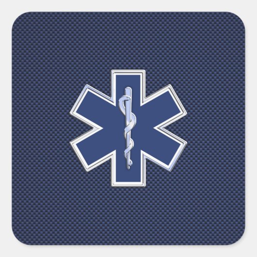 Sticker Carré Étoile de vie Services Médicales d'urgence paraméd (Devant)
