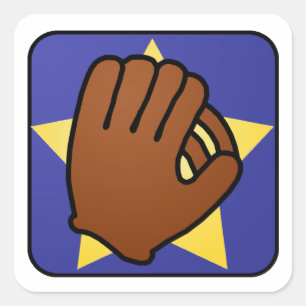 Sticker Carré Étoile d'or de gant de base-ball de sports de