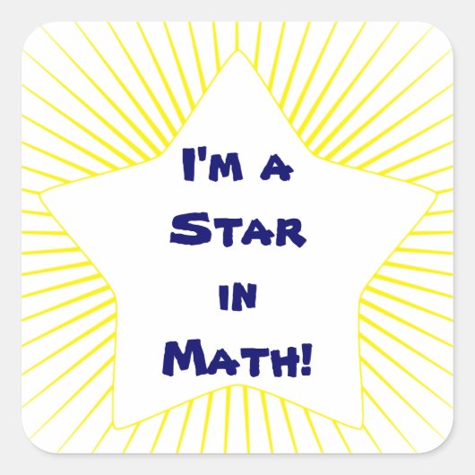 Sticker Carré Étoile étudiante en mathématiques jaune vif (Devant)