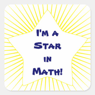 Sticker Carré Étoile étudiante en mathématiques jaune vif