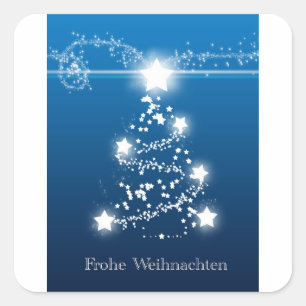 Sticker Carré Étoile Frohe Weihnachten d'arbre de Noël