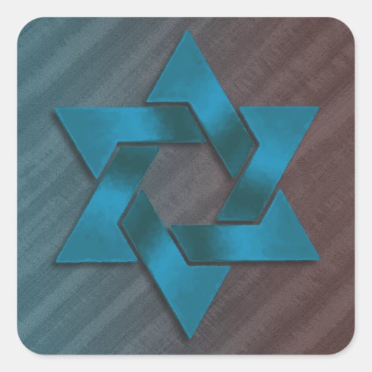 Sticker Carré Étoile turquoise et Brown de David (Devant)