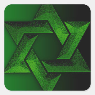 Sticker Carré Étoile verte et noire de David