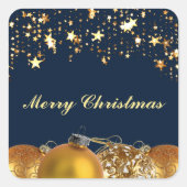 Sticker Carré Étoiles, Baubles, Arbre et Message de Noël (Devant)