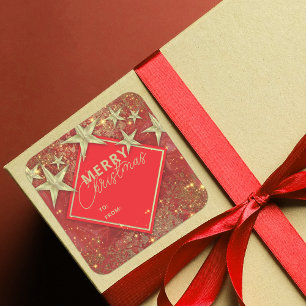 Sticker Carré Étoiles brillantes et aurores Parties scintillant 