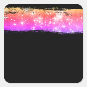 Sticker Carré Étoiles Brush Stroke Blank Modèle, do-it-yourself,
