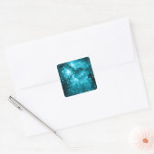 Sticker Carré Etoiles célestes Turquoises Aqua (Enveloppe)