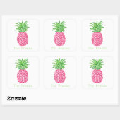 Sticker Carré Étoiles de Ananas Rose Prépa Personnalisées (Feuille)