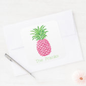 Sticker Carré Étoiles de Ananas Rose Prépa Personnalisées (Enveloppe)