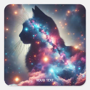 Sticker Carré Étoiles de chats d'Imaginaire