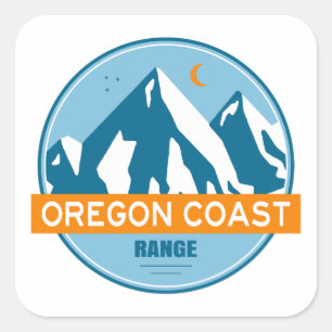 Sticker Carré Étoiles de la chaîne côtière de l'Oregon Lune