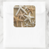 Sticker Carré Étoiles de mer sur le sable (Sac)