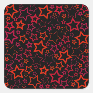 Sticker Carré Étoiles de rouge et de noir