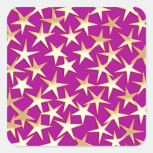 Sticker Carré étoiles d'or sur améthyste violet