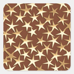 Sticker Carré étoiles or sur chocolat brun