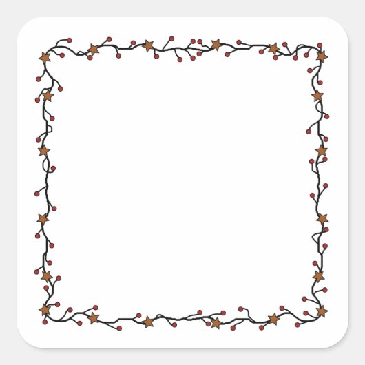 Sticker Carré Étoiles primitives, Baies et Couronne carrée de br (Devant)