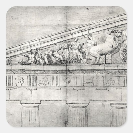 Sticker Carré Étude d'un fronton du Parthénon (Devant)