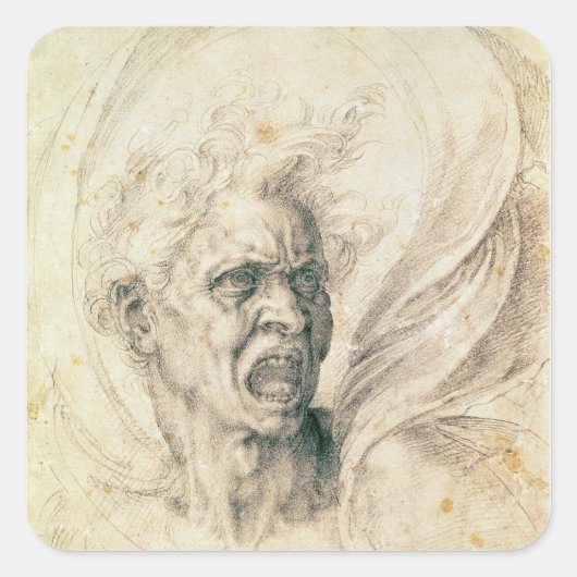 Sticker Carré Étude d'un homme criant (Devant)