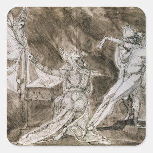 Sticker Carré Étude pour "Saul et la sorcière d'Endor"