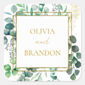 Sticker Carré Eucalyptus Botanical Greenery Leaves Wedding (Devant)
