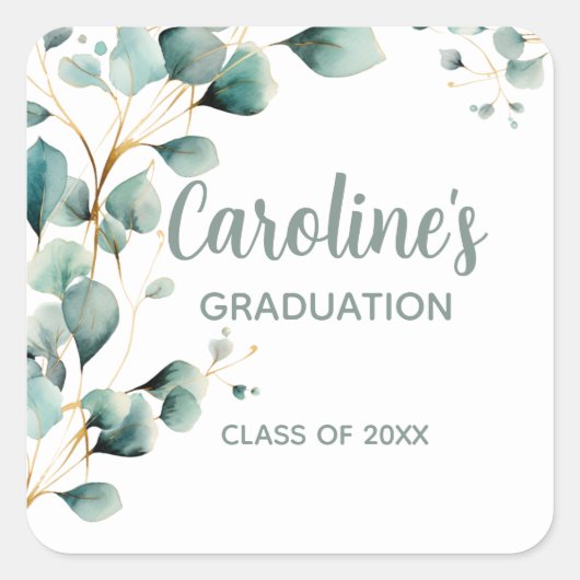 Sticker Carré Eucalyptus Gold Graduation  (Devant)