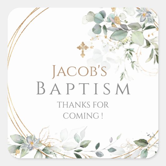 Sticker Carré Eucalyptus Gold Greenery (Devant)