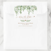 Sticker Carré Eucalyptus Green Mariage Or Enregistrer La Date (Sac)
