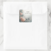 Sticker Carré Eucalyptus Lace Tulle Bleu Poussiéreux Mariage (Sac)