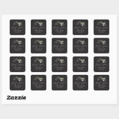 Sticker Carré Eucalyptus or noir shower de mariage  (Feuille)