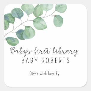 Sticker Carré Eucalyptus - première bibliothèque pour bébé