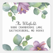 Sticker Carré Eucalyptus Vert Floral Adresse de retour Label (Devant)