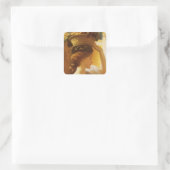 Sticker Carré Eucharis - Fille avec un panier de fruits de Leigh (Sac)