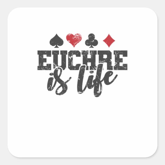 Sticker Carré Euchre est la vie Kartenspiel Spielkarten (Devant)