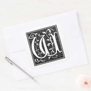 Sticker Carré Euclid Lettre majuscule W sur fond blanc