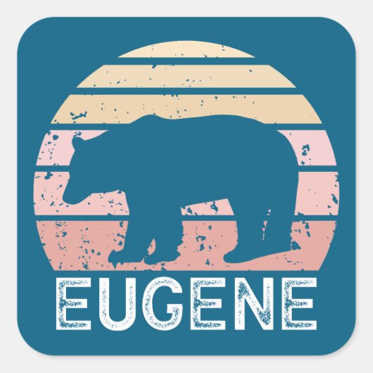 Sticker Carré Eugene Oregon Ours Rétro (Devant)