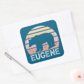 Sticker Carré Eugene Oregon Ours Rétro (Enveloppe)