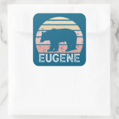 Sticker Carré Eugene Oregon Ours Rétro (Sac)