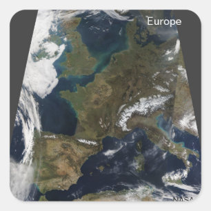 Sticker Carré Europe de l'espace, NASA Satellite Photo