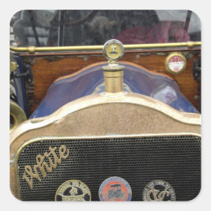 Sticker Carré Europe, Irlande, Dublin. Ancienne automobile, Blan