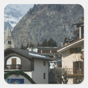 Sticker Carré Europe, Italie, Vallée d'Aoste, COURMAYEUR : Ville