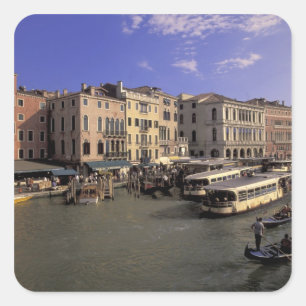 Sticker Carré Europe, Italie, Venise, Circulation de bateaux par
