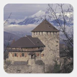 Sticker Carré Europe, Liechtenstein, Vaduz. Le château de Vaduz,