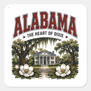 Sticker Carré Évasion au patrimoine du Sud de l'Alabama