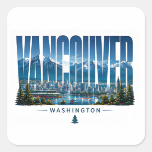 Sticker Carré Évasion de montagne de Vancouver Washington