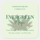 Sticker Carré Evergreen Magic Christmas Candle Label | Custom (Devant)