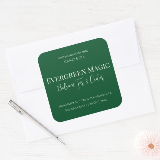 Sticker Carré Evergreen Magic Christmas Candle Label | Custom (Enveloppe)
