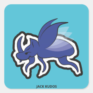 Sticker Carré Evil Rhino Beetle Bleu | Jack Kudos