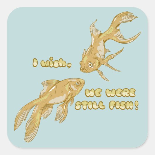 Sticker Carré Évolution du poisson drôle de poisson rouge (Devant)