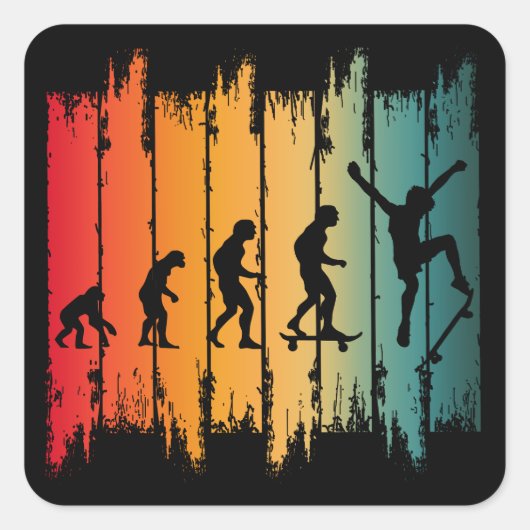 Sticker Carré Évolution du skateur de skateboard (Devant)