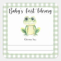 Ex-libris Baby Shower grenouille - première biblio